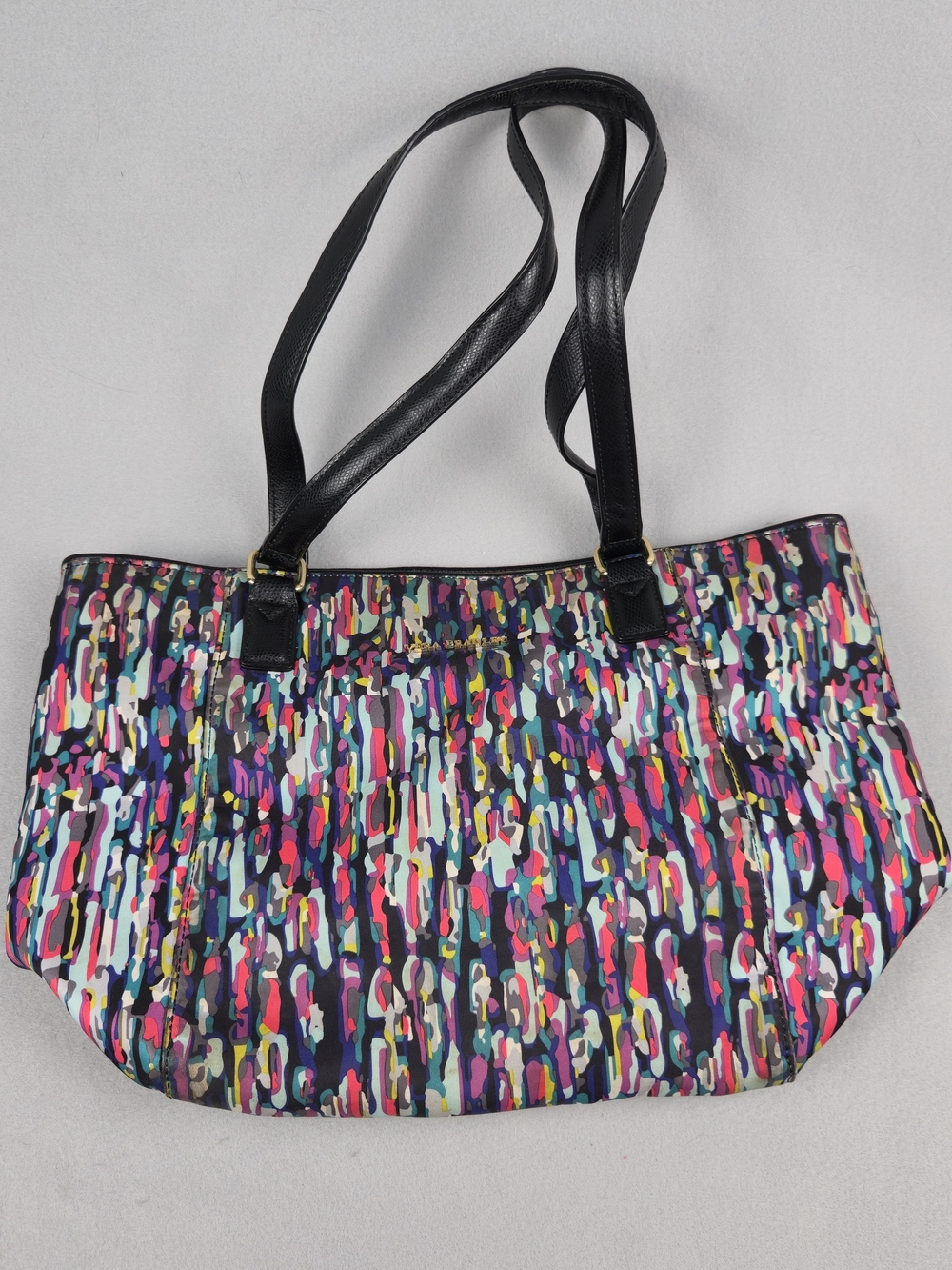 Vera Bradley Ella Tote Bag Abstract Paint Drip Water Resistant Nylon Leather